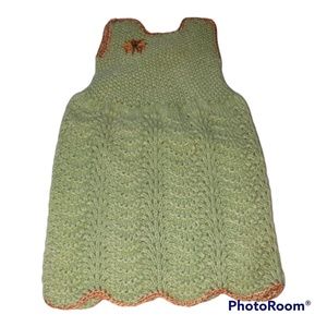 Vintage Hand Crocheted Green Dress For 18" Doll Fits American Girl,Our Generatio